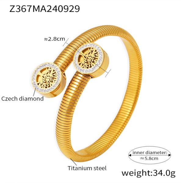 Fashionable Tree of Life Diamond Thread Open Bracelet - Image 6