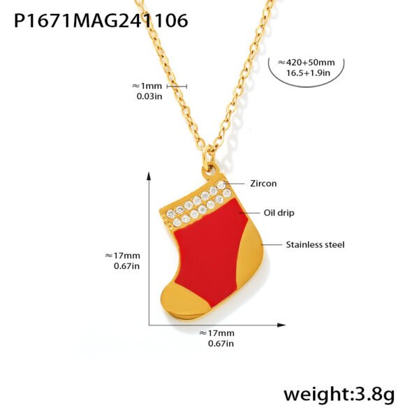 Christmas Gift Red Sock Pendant Necklace - Image 5