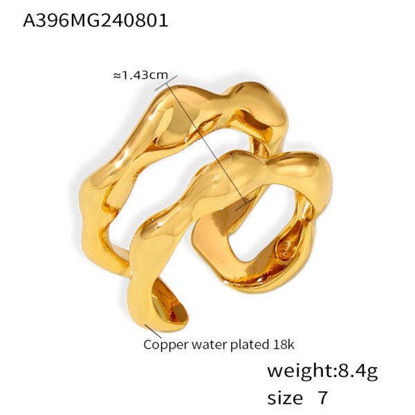 Irregular Geometric Lines Hollow Design Open Ring - Image 8