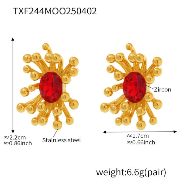 Fashionable Colorful Flower Zircon Earrings - Image 6