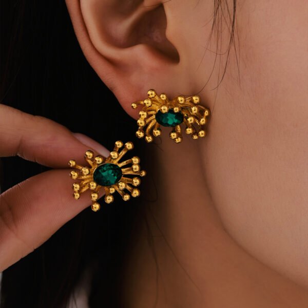 Fashionable Colorful Flower Zircon Earrings - Image 3