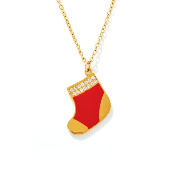 Christmas Gift Red Sock Pendant Necklace