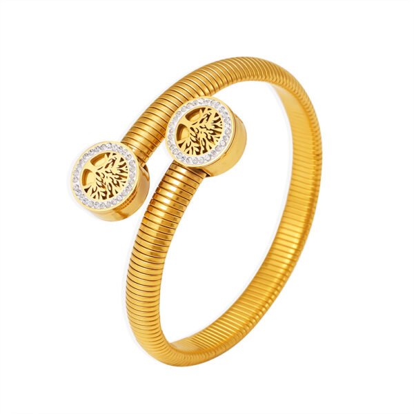 Fashionable Tree of Life Diamond Thread Open Bracelet