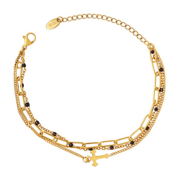 Personalized Cross Three-Layer Bracelet