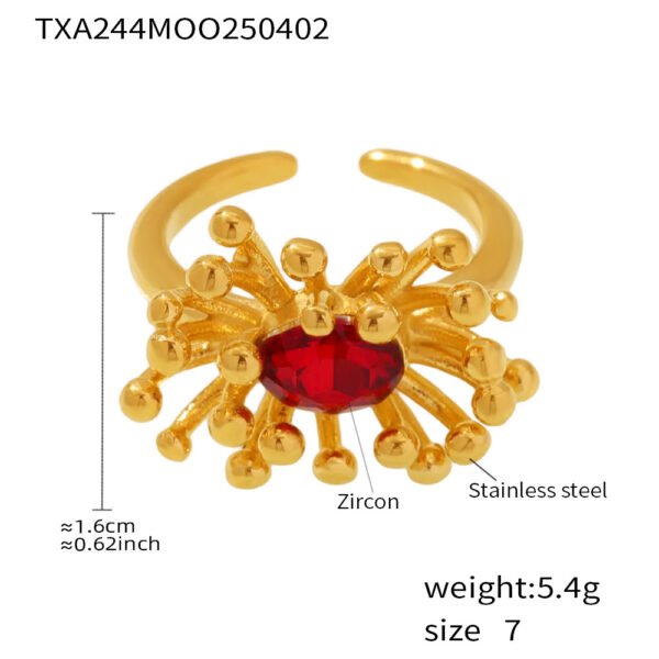 Fashionable Colorful Flower Zircon Open Ring - Image 8