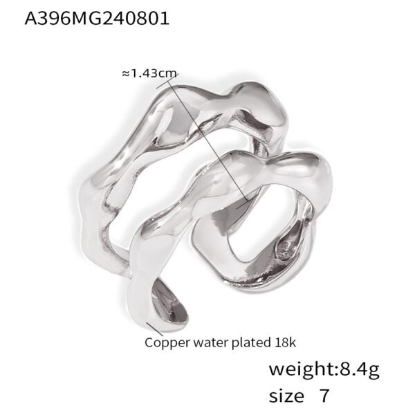 Irregular Geometric Lines Hollow Design Open Ring - Image 7