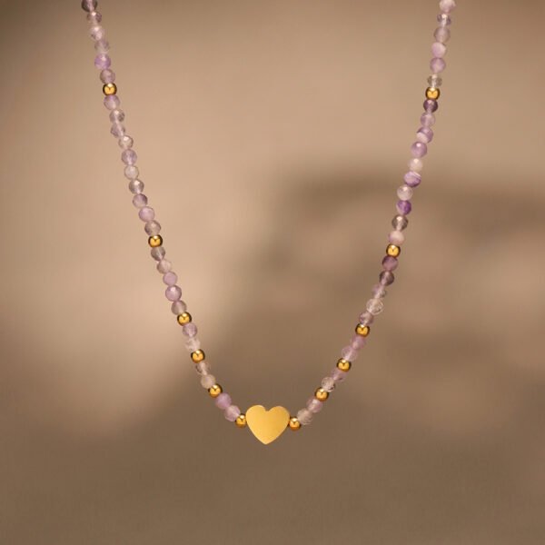 Handmade Beaded Heart Clavicle Necklace - Image 3