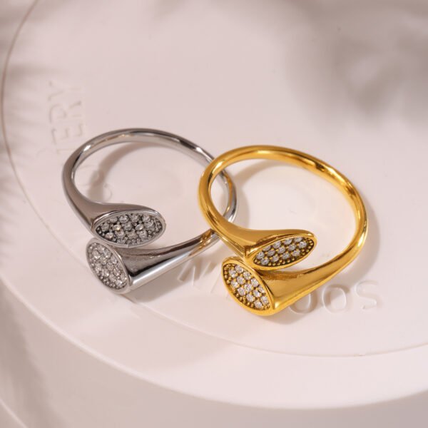Light Luxury Irregular Open Zircon Ring - Image 3