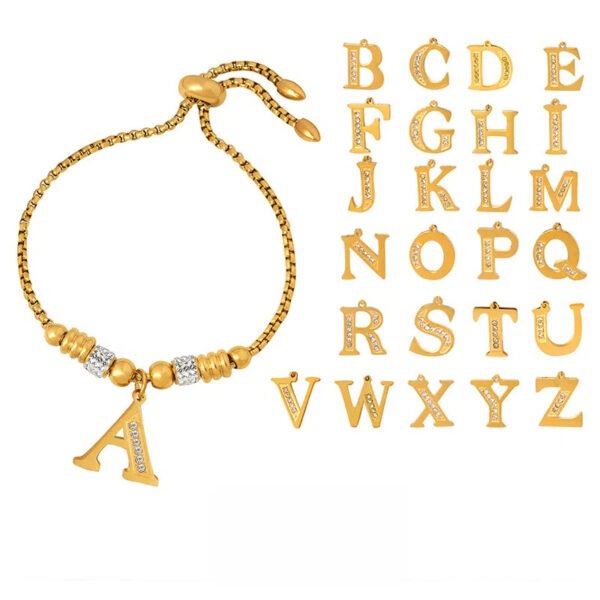 26 Letters Rhinestone Pull-buckle Bracelet