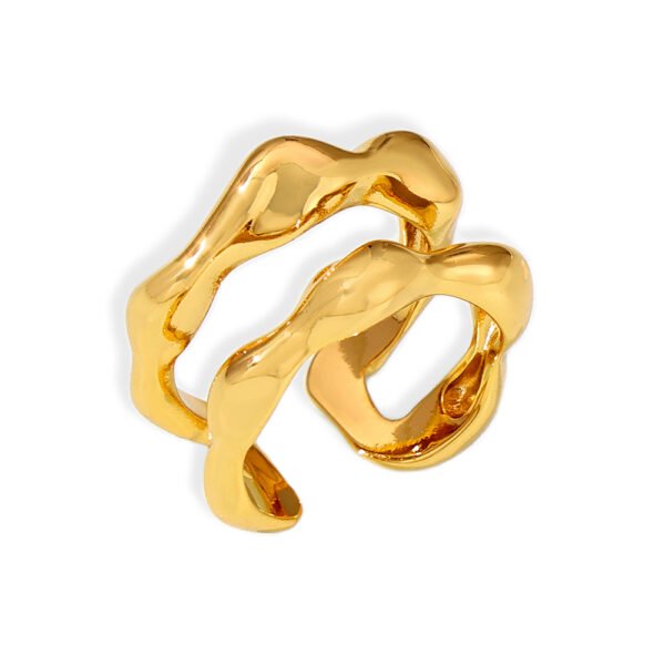 Irregular Geometric Lines Hollow Design Open Ring - Image 2