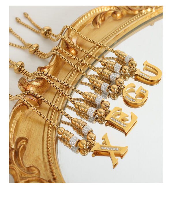26 Letters Rhinestone Pull-buckle Bracelet - Image 2