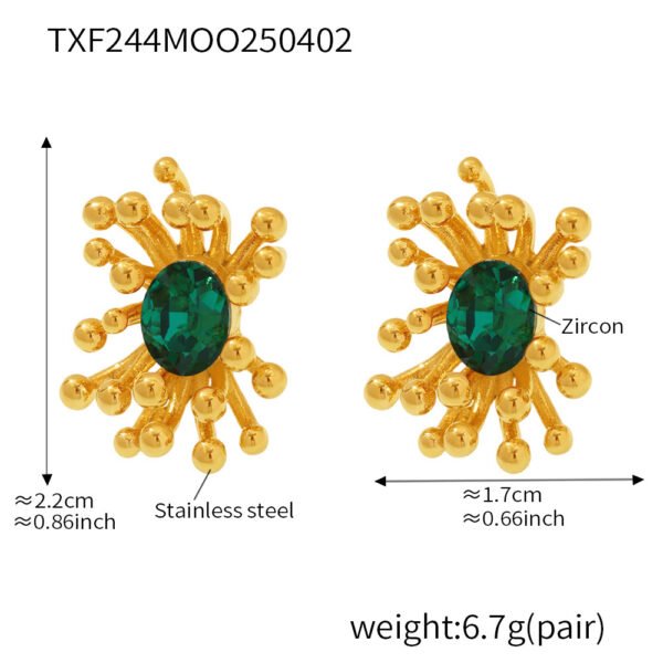 Fashionable Colorful Flower Zircon Earrings - Image 5