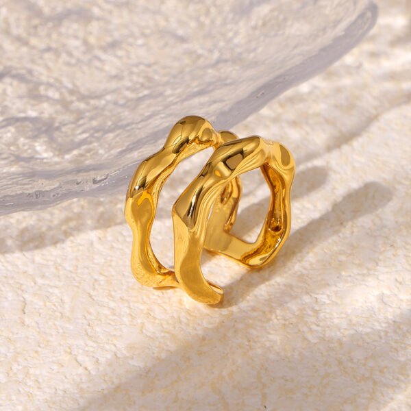 Irregular Geometric Lines Hollow Design Open Ring - Image 3