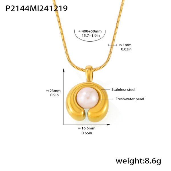 C-Shaped Freshwater Pearl Necklace - Image 7
