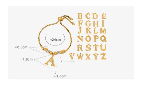 26 Letters Rhinestone Pull-buckle Bracelet - Image 6