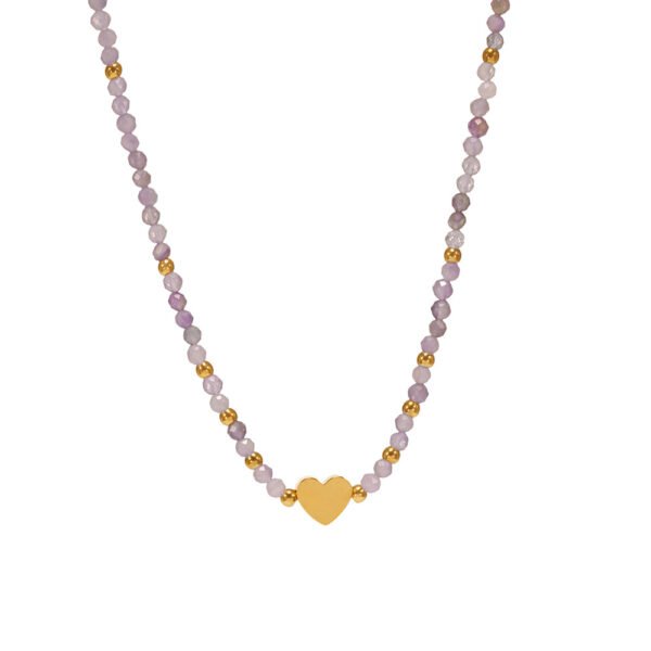 Handmade Beaded Heart Clavicle Necklace - Image 2