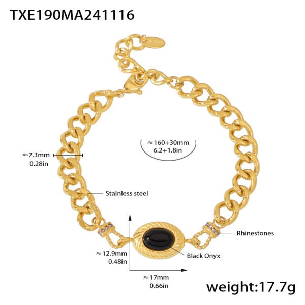 Fashion Black Agate Horseshoe Buckle Bracelet - Image 4