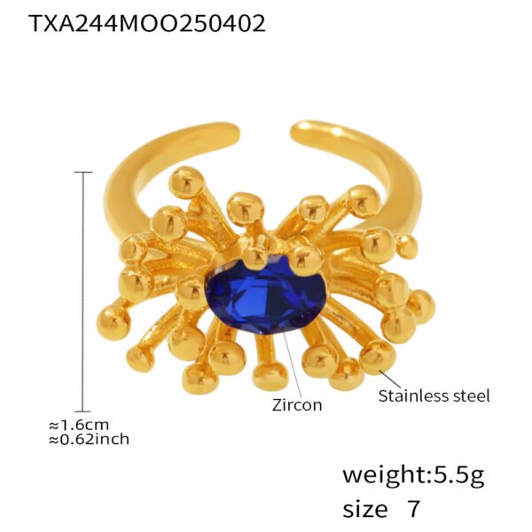 Fashionable Colorful Flower Zircon Open Ring - Image 7