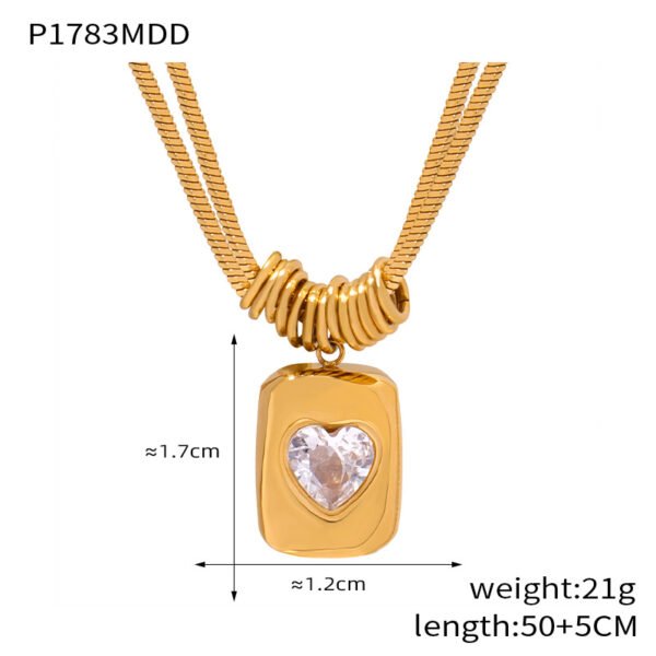 Geometric Heart Pendant Double Necklace - Image 6
