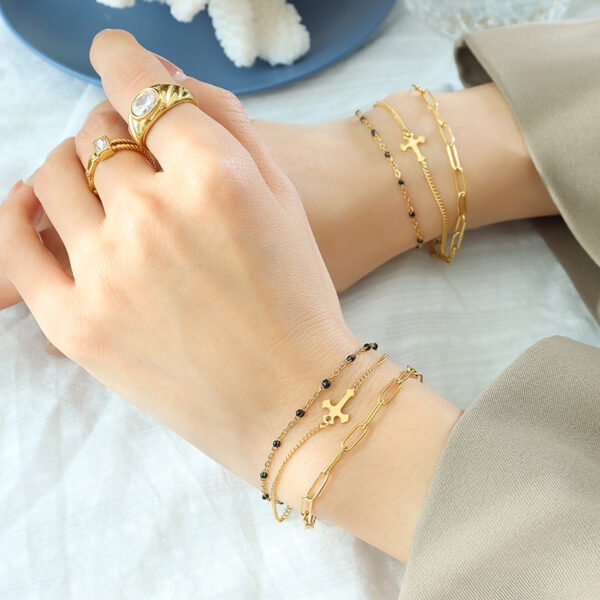 Personalized Cross Three-Layer Bracelet - Image 3