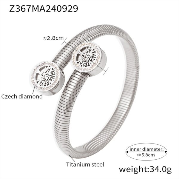 Fashionable Tree of Life Diamond Thread Open Bracelet - Image 7