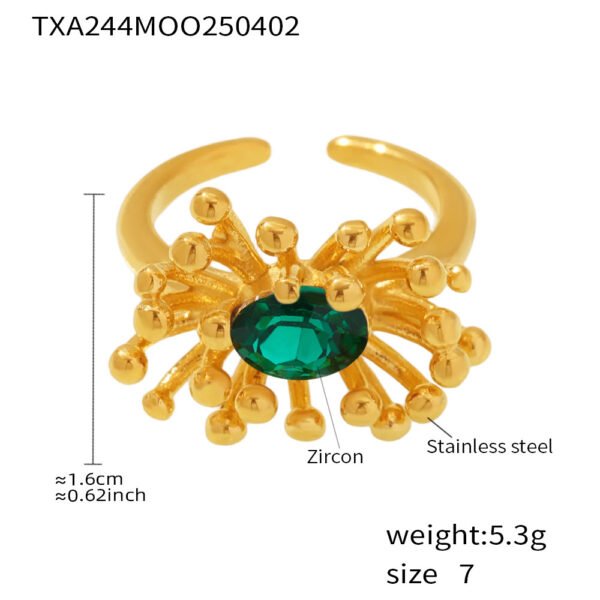 Fashionable Colorful Flower Zircon Open Ring - Image 5