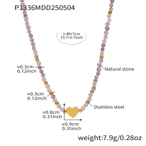 Handmade Beaded Heart Clavicle Necklace - Image 6
