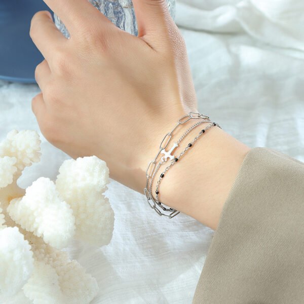 Personalized Cross Three-Layer Bracelet - Image 4