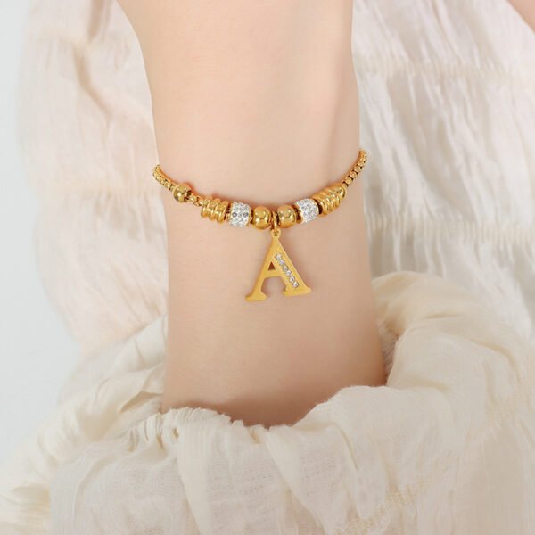26 Letters Rhinestone Pull-buckle Bracelet - Image 4