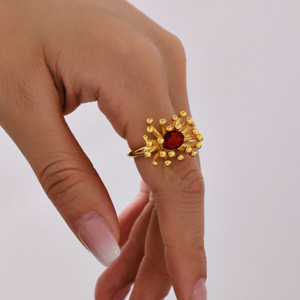 Fashionable Colorful Flower Zircon Open Ring - Image 4