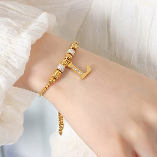 26 Letters Rhinestone Pull-buckle Bracelet - Image 5